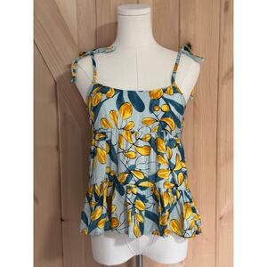 Mine Anthropologie | NWOT Tropical Print Tiered Flowy Tank | Size Small
